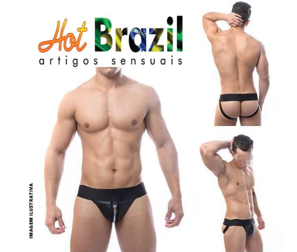 Cueca Jockstrap De Corino Com Zíper – Hot Brazil Fantasias E Cuecas Masculinas