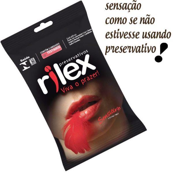 Preservativo Lubrificado Extra Fino Sensitive 3 Unidades Rilex Acessórios