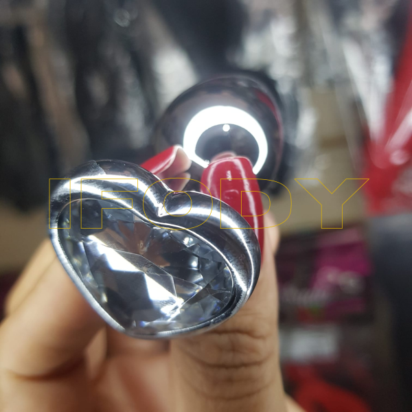 Plug Anal Coração Com Pedra Em Alumínio Pequeno – Transparente Pênis E Plugs